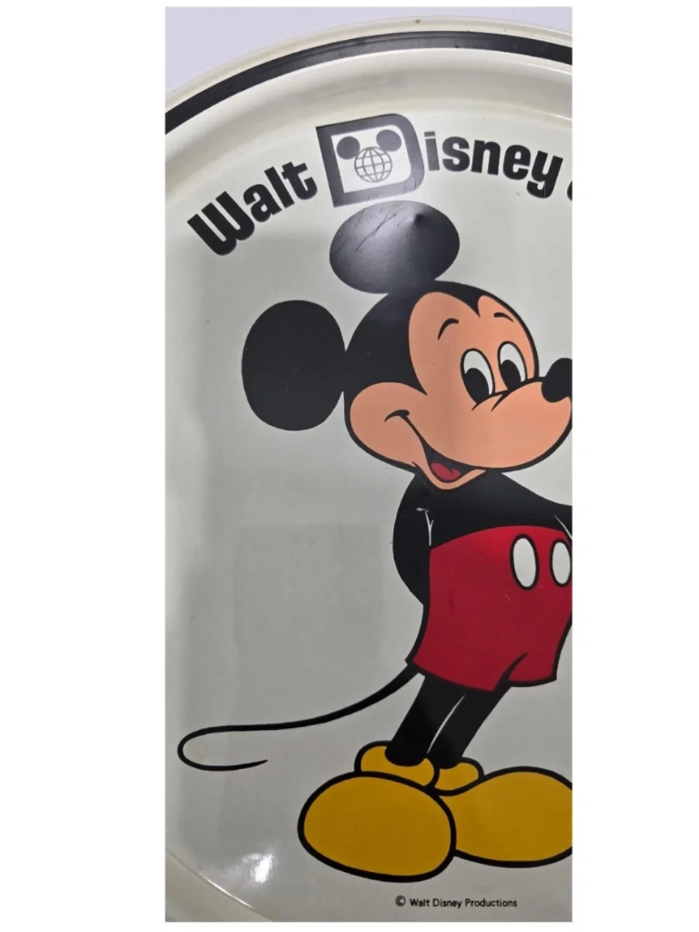 Vintage 70s Disney Plate Mickey Mouse Walt Disney World Large Circular Tin VTG